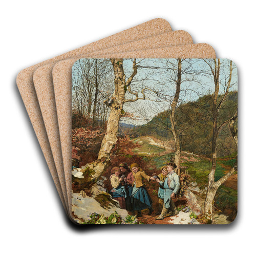 Early spring in the Vienna Woods by Ferdinand Georg Waldmller Art Drink Coaster set