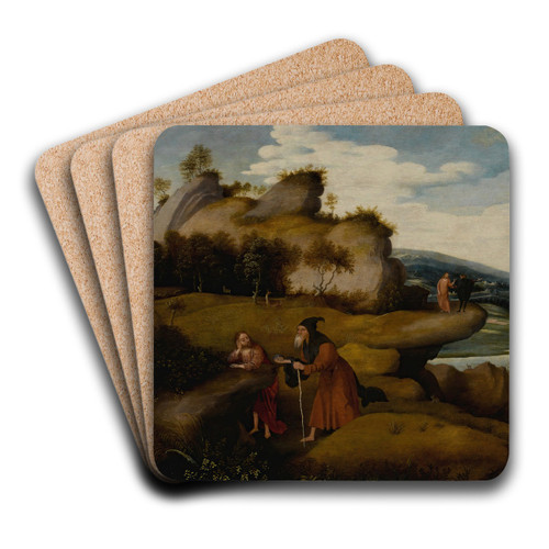 The Temptation of Christ by Jan Jansz Mostaert Art Drink Coaster set