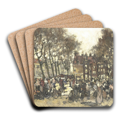 De Noordermarkt te Amsterdam by Joannes Barnardus Antonius Maria Westerwoudt Art Drink Coaster set