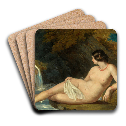 Reclining Female Nude By A Waterfall by William Etty Art Drink Coaster set