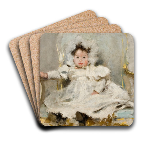 Portrait of a girl in white by Carlos Baca-Flor Art Drink Coaster set