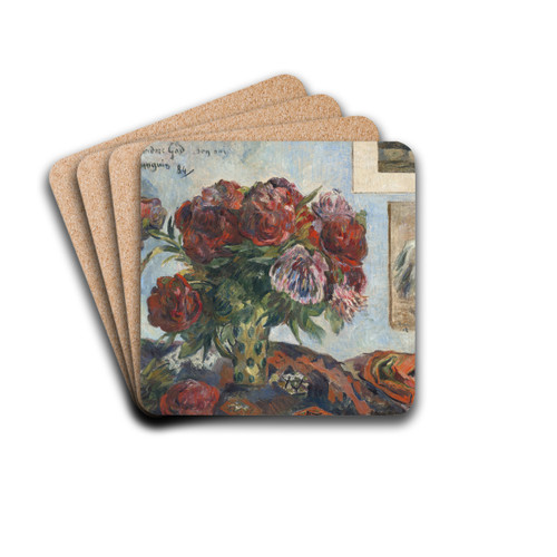 Still Life with Peonies by Paul Gauguin Drink Coasters - set of 4
