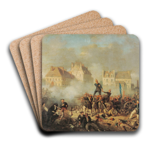 pisode de la rvolution de 1848; officier commandant le feu aux hommes by Tony de Bergue Art Drink Coaster set pisode de la rvolution de 1848; officier commandant le feu aux hommes by Tony de Bergue Art Drink Coaster set