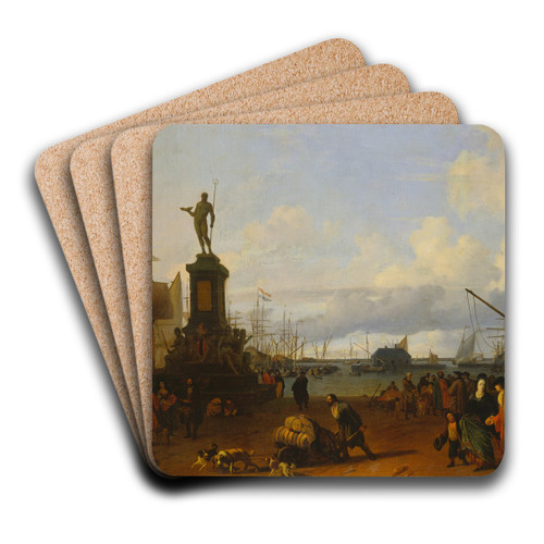 View of the Amsterdam Harbour at the IJ River by Ludolf Bakhuysen Art Drink Coaster set View of the Amsterdam Harbour at the IJ River by Ludolf Bakhuysen Art Drink Coaster set