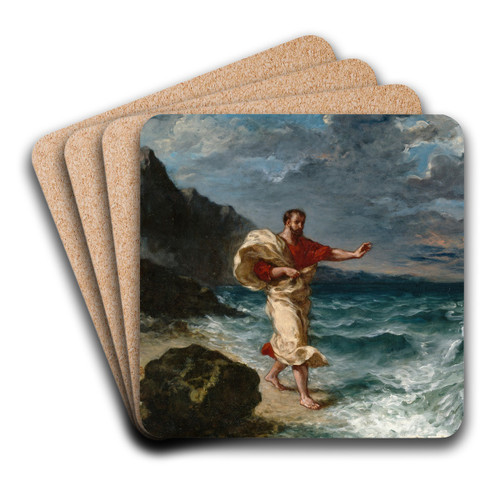Demosthenes on the Seashore by Eugne Delacroix Art Drink Coaster set
