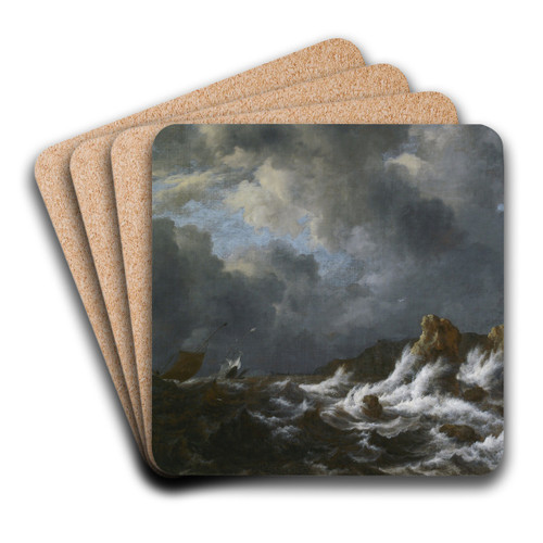View from the Coast of Norway by Jacob van Ruisdael Art Drink Coaster set