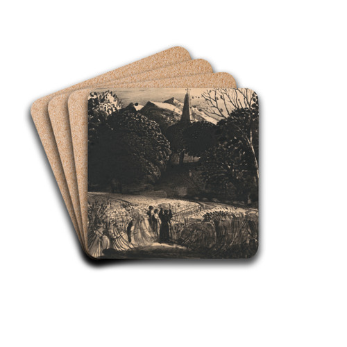 Cornfield and Church by Moonlight by Samuel Palmer Drink Coasters - set of 4