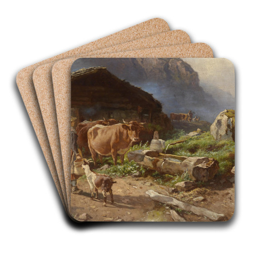 Auf Der Alm by Anton Schrdl Art Drink Coaster set