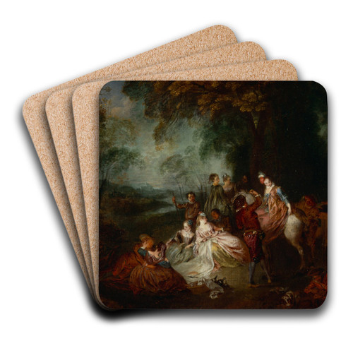 Fete Champetre by Jean-Antoine Watteau Art Drink Coaster set