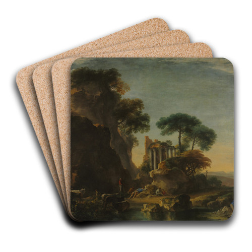 Ruins in a Rocky Landscape by Salvator Rosa Art Drink Coaster set