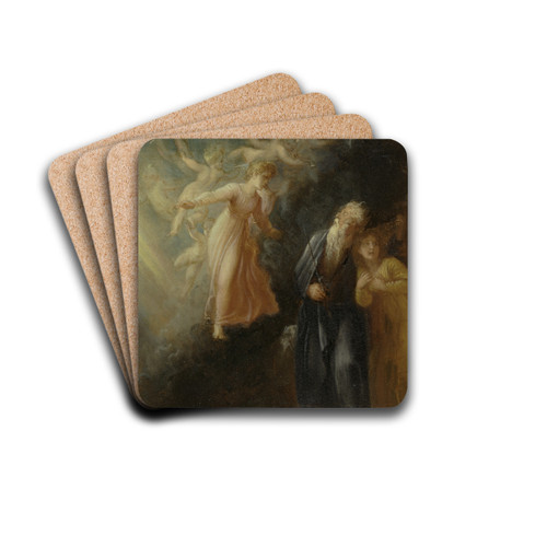 Prospero, Miranda and Ariel, from 'The Tempest,' Act I, scene ii by Thomas Stothard Drink Coasters - set of 4