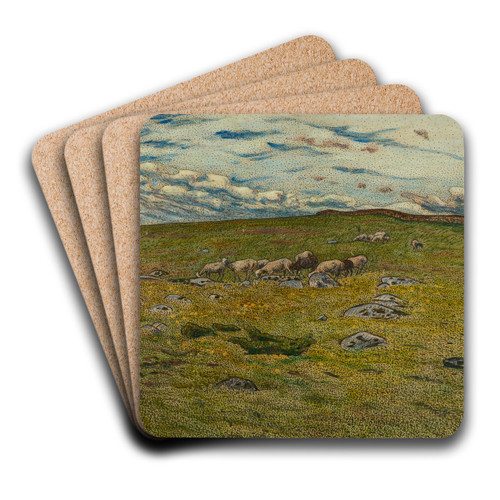 Grazing Sheep by Nils Kreuger Art Drink Coaster set Grazing Sheep by Nils Kreuger Art Drink Coaster set