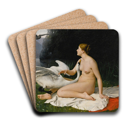 Leda and the swan by Jean Baptiste Paul Lazerges Art Drink Coaster set Leda and the swan by Jean Baptiste Paul Lazerges Art Drink Coaster set