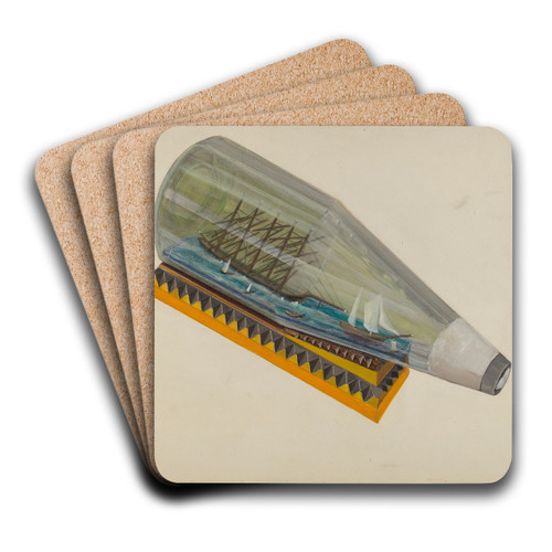 Ship in a Bottle by Charles R. Shane Art Drink Coaster set Ship in a Bottle by Charles R. Shane Art Drink Coaster set