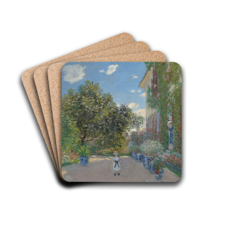 The Artists House at Argenteuil by Claude Monet Drink Coasters - set of 4