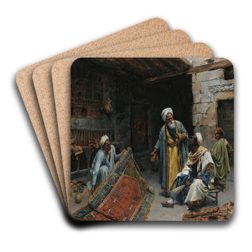 The carpet merchant by Alphons Leopold Mielich Art Drink Coaster set The carpet merchant by Alphons Leopold Mielich Art Drink Coaster set