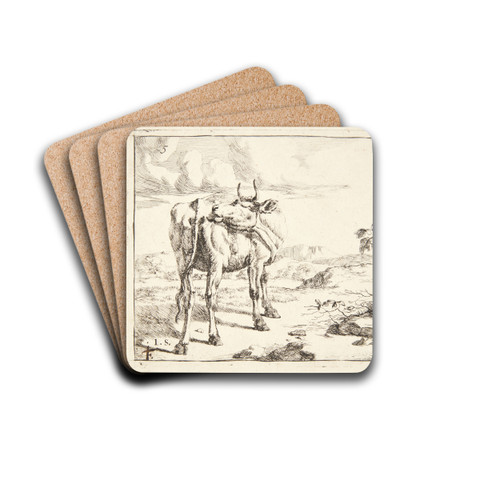 Stende ko, set bagfra by Marcus de Bye Drink Coasters - set of 4