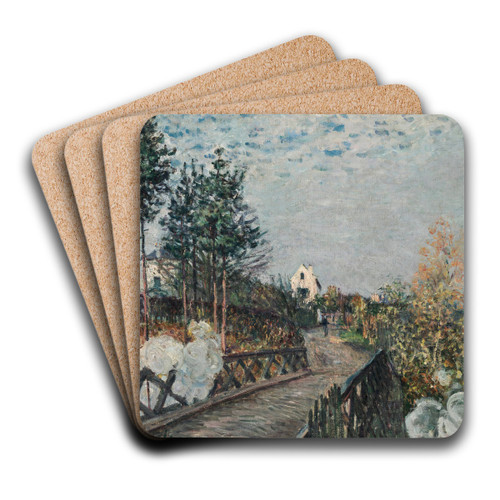 Le pont du chemin de fer by Alfred Sisley Art Drink Coaster set