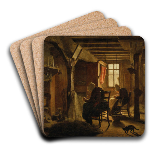 Mending the Nets by Jozef Israls Art Drink Coaster set Mending the Nets by Jozef Israls Art Drink Coaster set