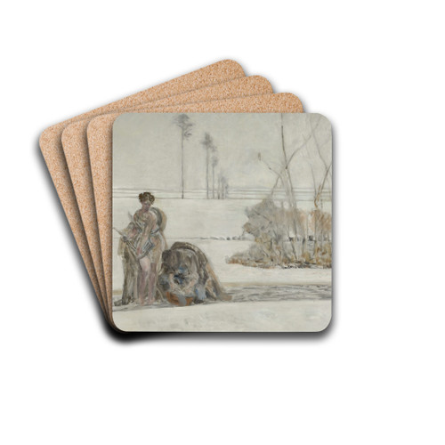 Winter landscape by Jacek Malczewski Drink Coasters - set of 4