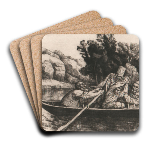 The Pilot's Boat by William Strang Art Drink Coaster set