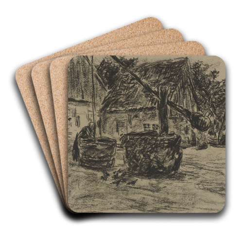 Village draw well by Max Liebermann Art Drink Coaster set