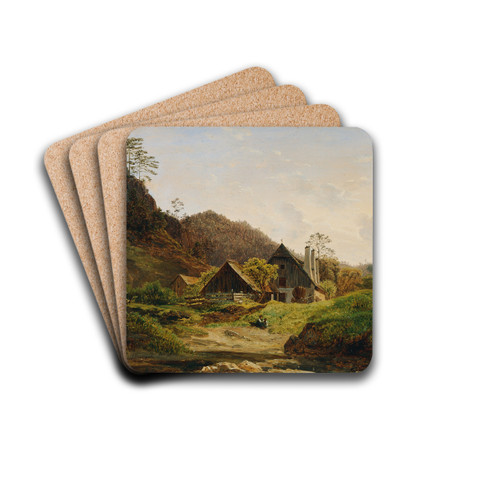 Landschaft mit Hammerschmiede by Ferdinand Georg Waldmller Drink Coasters - set of 4