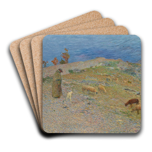 Berger et ses moutons dans les causses by Henri Martin Art Drink Coaster set Berger et ses moutons dans les causses by Henri Martin Art Drink Coaster set