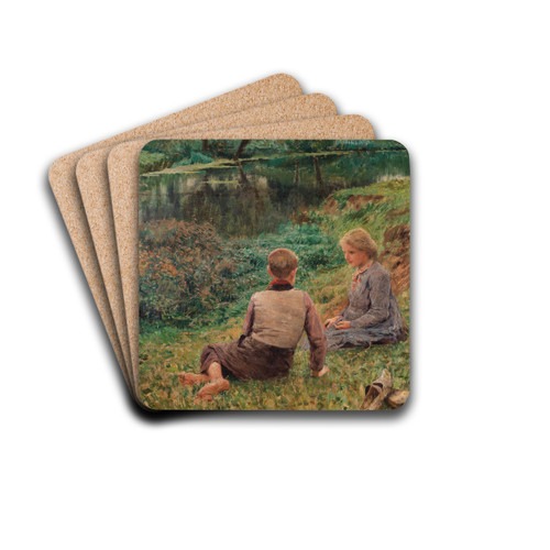 Children in a landscape by Emile Claus Drink Coasters - set of 4