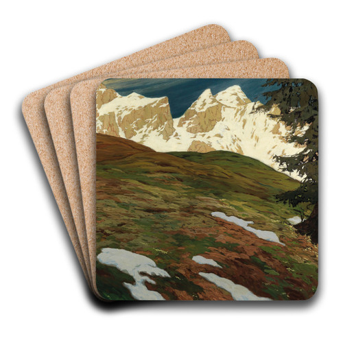 Springtime in the mountains by Hugo Hodiener Art Drink Coaster set Springtime in the mountains by Hugo Hodiener Art Drink Coaster set