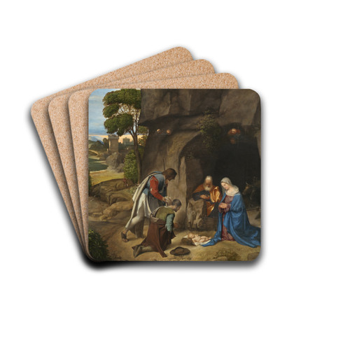 The Adoration of the Shepherds by Giorgione Drink Coasters - set of 4 The Adoration of the Shepherds by Giorgione Drink Coasters - set of 4