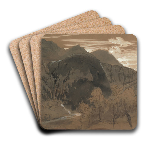 Mountainous Landscape. by John Ruskin Art Drink Coaster set