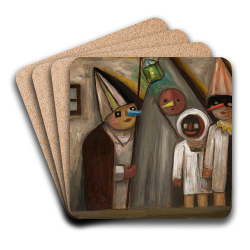 Miser by Tadeusz Makowski Art Drink Coaster set Miser by Tadeusz Makowski Art Drink Coaster set