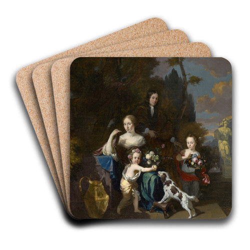 Portrait of a Family by Jan Baptist Weenix Art Drink Coaster set Portrait of a Family by Jan Baptist Weenix Art Drink Coaster set