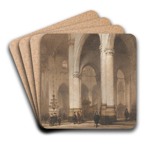 Gezicht in de St.-Laurenskerk te Rotterdam by Johannes Bosboom Art Drink Coaster set Gezicht in de St.-Laurenskerk te Rotterdam by Johannes Bosboom Art Drink Coaster set