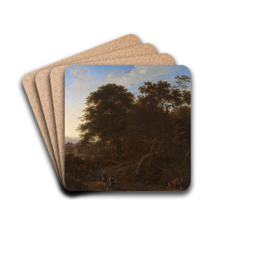 Landscape with travellers by Herman Saftleven Drink Coasters - set of 4