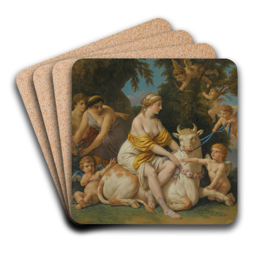 The Rape Of Europa by Louis-Jean-Franois Lagrene Art Drink Coaster set