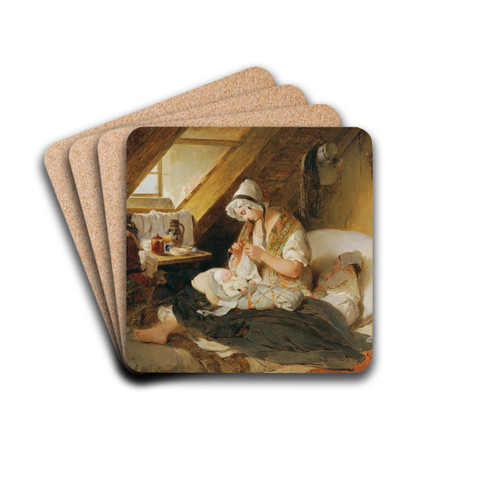 Die Arme Offizierswitwe by Peter Fendi Drink Coasters - set of 4
