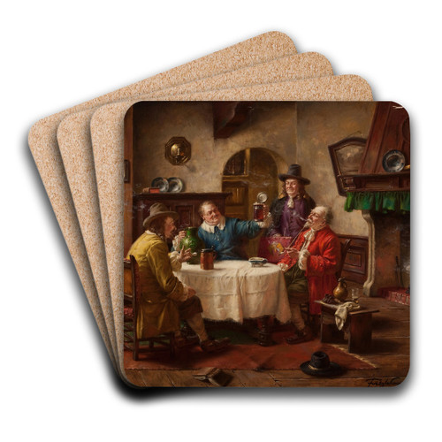 Gentlemen's Conversation by Fritz Wagner Art Drink Coaster set Gentlemen's Conversation by Fritz Wagner Art Drink Coaster set