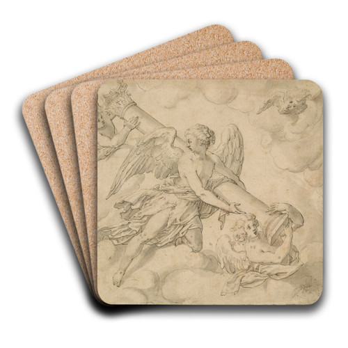 Angels Bearing the Column of the Passion by Friedrich Sustris Art Drink Coaster set