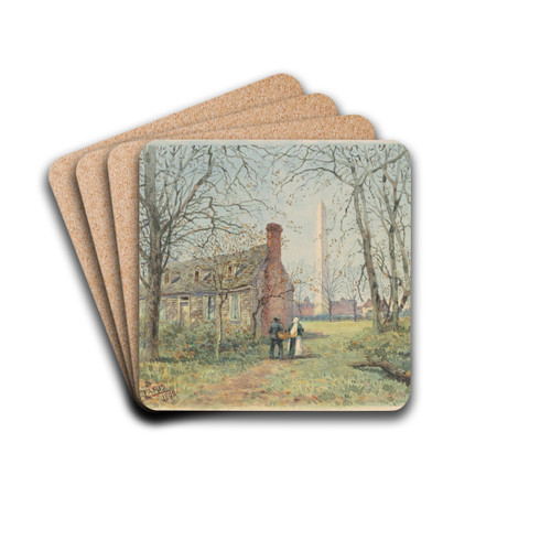 David Burns's Cottage and the Washington Monument by Walter Paris Drink Coasters - set of 4