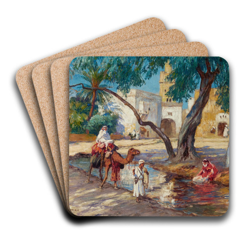 A view of an Algerian village by Frederick Arthur Bridgman Art Drink Coaster set