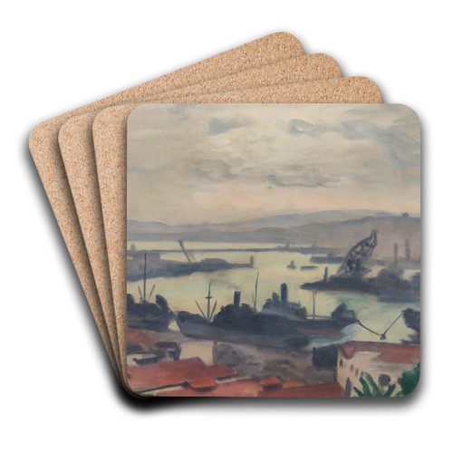 Port D'alger by Albert Marquet Art Drink Coaster set Port D'alger by Albert Marquet Art Drink Coaster set