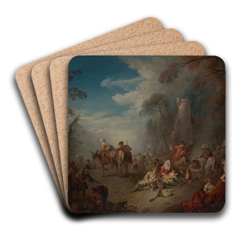 Troops at Rest by Jean-Baptiste Pater Art Drink Coaster set Troops at Rest by Jean-Baptiste Pater Art Drink Coaster set