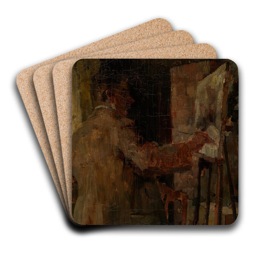 Wilhelm Trbner im Atelier by Arthur Grimm Art Drink Coaster set