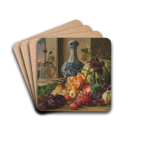 A still life of fruit by Carl Vilhelm Balsgaard Drink Coasters - set of 4