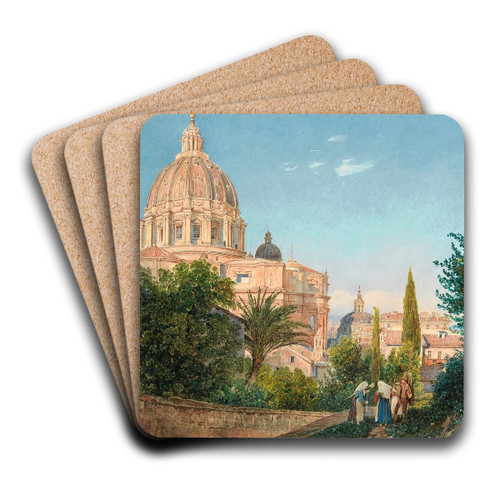 St Peter's From The Vatican Garden by Rudolf von Alt Art Drink Coaster set