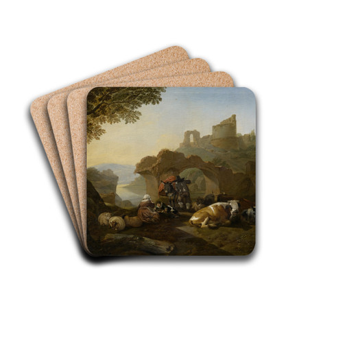 Shepherds Resting by Johann Heinrich Roos Drink Coasters - set of 4