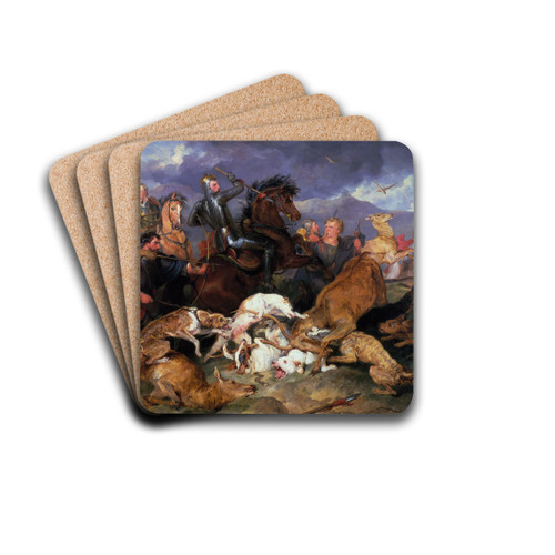 The Hunting Of Chevy Chase by Sir Edwin Henry Landseer Drink Coasters - set of 4