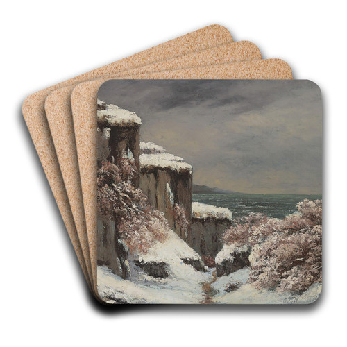 Falaises Au Bord De La Mer Sous La Neige by Gustave Courbet Art Drink Coaster set Falaises Au Bord De La Mer Sous La Neige by Gustave Courbet Art Drink Coaster set